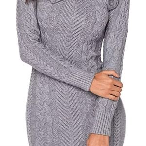 Blencot - Long Sleeve Sweater Dress- Gray